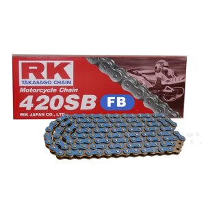 Motorcycle Chain RK FB420SB with 132 Links and Clip  Connecting Link  open  BLUE