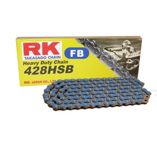 Motorcycle Chain in BLUE RK FB428SB with 106 Links and Clip Connecting Link  open