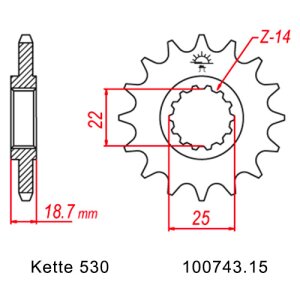 Alle Kettenritzel mit 530 er Teilung, 5/8 x 3/8...