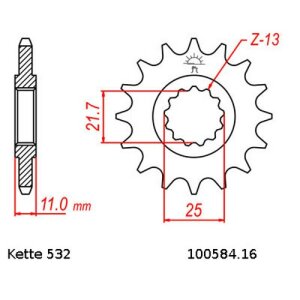 All chain sprockets with 532 pitch, 5/8 x 3/8 =...