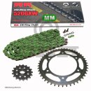 Chain and Sprocket Set compatible for  KTM SXC 625 03-07, Chain RK MM 520 GXW 118, GREEN, open, 16/40