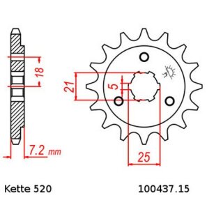 Ritzel Stahl Teilung 520 mit 15 Zähnen JTF437.15