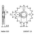 Ritzel Stahl Teilung 520 mit 15 Zähnen JTF507.15