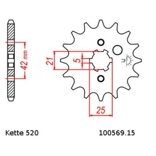 Ritzel Stahl Teilung 520 mit 15 Zähnen JTF569.15