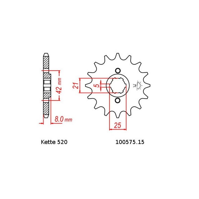 JT Sprockets Ritzel 15Z Teilung 520 Gummiert