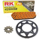 Chain and Sprocket Set compatible for KTM SX 85 SMALL RAD 03-15, chain RK PC 428 SB 124, open, ORANGE, 1