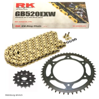 Chain and Sprocket Set compatible for KTM XC 200 06-10, chain RK 520 EXW 118, open, GOLD, 14/48