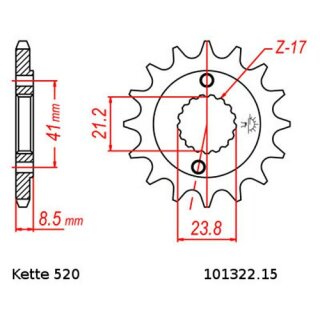 Ritzel Stahl Teilung 520 mit 15 Zähnen JTF1322.15