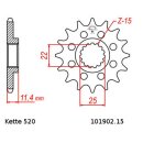 Steel front sprocket with pitch 520 and 15 teeth JTF1902