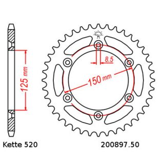 Kettensatz geeignet fr KTM XC-W 250 10-13  Kette RK 520 XSO 118  offen  13/50