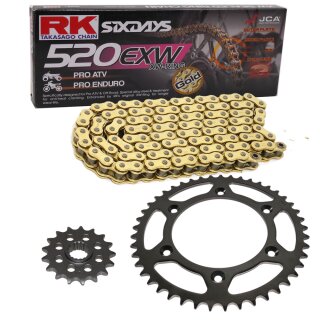 Chain and Sprocket Set compatible for KTM SX-F 250 RACING 13-17, chain RK GB 520 EXW 118, open, GOLD, 13/5