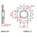 Steel front sprocket with pitch 520 and 17 teeth JTF824.17