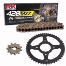 Kettensatz geeignet für Suzuki RM 85 L Big Wheel 02-15  Kette RK GB 428 MXZ 122  offen  GOLD/13/47