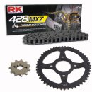 Kettensatz geeignet für Suzuki RM 85 small Wheel 02-15  Kette RK 428 MXZ 118  offen  14/47