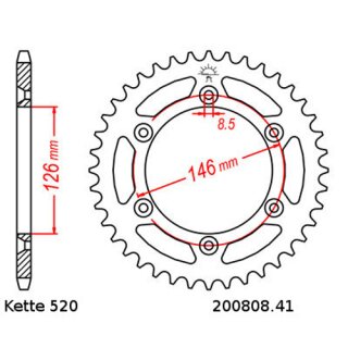 Kettensatz geeignet fr Suzuki DR-Z 400 SMU 05-07  Kette RK GB 520 EXW 112  offen  GOLD  15/41