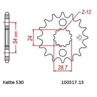 Ritzel Stahl Teilung 530 mit 15 Zähnen JTF517.15