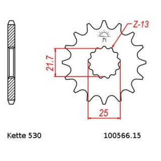 Ritzel Stahl Teilung 530 mit 15 Zähnen JTF566.15 neue Nr.100513.15