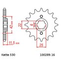 Steel front sprocket with pitch 530 and 16 teeth JTF289.16