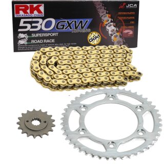 Kettensatz geeignet für Suzuki GSX 1100 F 1988  Conversion Kette RK GB 530 GXW 118  offen  GOLD  15/52
