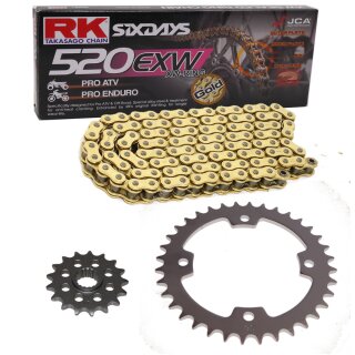 Chain and Sprocket Set compatible for Suzuki LT-Z 400 Quadsport 09-13  chain RK GB 520 EXW 96  open  GOLD