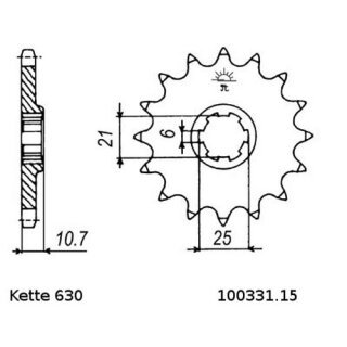 Ritzel Stahl Teilung 630 mit 15 Zähnen JTF331.15