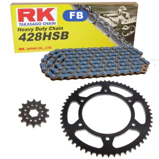 Chain and Sprocket Set  Yamaha DT 125  91-06  Chain RK FB 428 HSB 134  open  BLUE  16/57