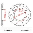 Steel rear sprocket with pitch 420 and 42 teeth JTR23.42