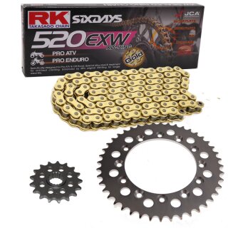 Chain and Sprocket Set compatible for Yamaha TT 600 S 93-97  chain RK GB 520 EXW 110  open  GOLD  15/44