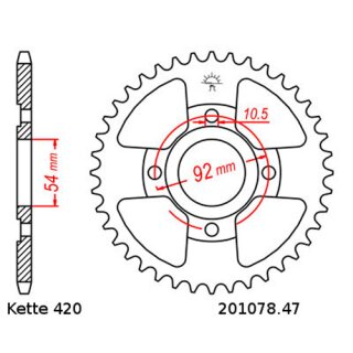 Kettenrad Stahl Teilung 420 und 47 Zähnen JTR1078.47