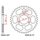 Steel rear sprocket with pitch 420 and 47 teeth JTR216.47