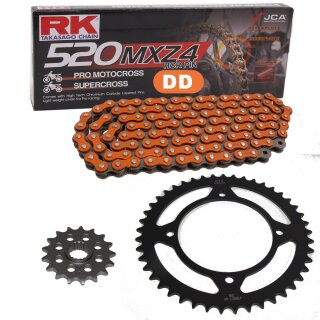 Chain and Sprocket Set compatible for  Yamaha XTZ 660 96-99  Chain RK DD 520 MXZ4  110  open  ORANGE 15/46