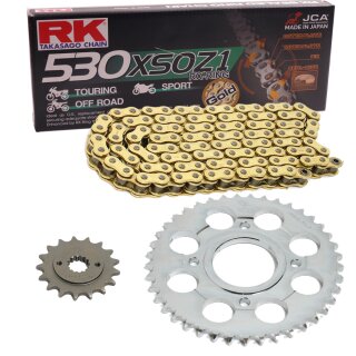 Chain and Sprocket Set compatible for Yamaha YZF R7 99-00  chain RK GB 530 XSO 118  open  GOLD  17/43