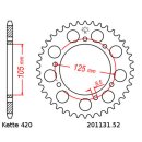 Steel rear sprocket with pitch 420 and 52 teeth JTR1131.52