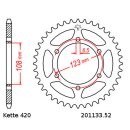 Steel rear sprocket with pitch 420 and 52 teeth JTR1133.52