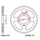 Steel rear sprocket with pitch 420 and 52 teeth JTR832.52