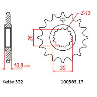 Kettensatz geeignet fr Yamaha XJR 1200 95-98 Kette RK 532 GSV 110 offen 17/38