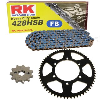 Chain and Sprocket Set compatible for Yamaha TZR 125 97-99  chain RK FB 428 HSB 140  open  BLUE  16/46