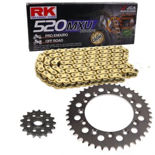 Kettensatz geeignet für Yamaha WR 250 X 08-15  Kette RK GB 520 MXU 108  offen  GOLD  13/42