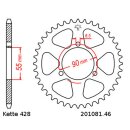 Steel rear sprocket with pitch 428 and 46 teeth JTR1081.46