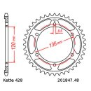 Steel rear sprocket with pitch 428 and 48 teeth JTR1847.48