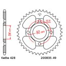 Steel rear sprocket with pitch 428 and 49 teeth JTR835.49