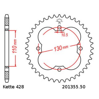 Kettenrad Stahl Teilung 428 und 50 Zähnen JTR1355.50