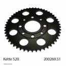 Steel rear sprocket with pitch 428 and 51 teeth JTR269.51