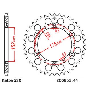 Kettensatz geeignet fr Yamaha TT 250 R 96-98  Kette RK GB 520 EXW 106  offen  GOLD  14/44