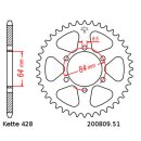 Steel rear sprocket with pitch 428 and 51 teeth JTR809.51
