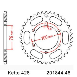 Chain and Sprocket Set Yamaha MT 125 14-19 chain RK 428 KRO 132 open 14/48