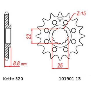 Kettensatz geeignet fr Beta RR 400 10-14  Kette RK 520 XSO 114  offen  13/50