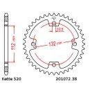 Steel rear sprocket with pitch 520 and 38 teeth JTR1072.38