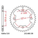 Steel rear sprocket with pitch 520 and 38 teeth JTR1480.38