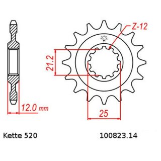 Kettensatz geeignet fr Husaberg FE 450 04-08  Kette RK 520 XSO 116  offen  14/48
